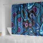 Emu NAIDOC 2024 Shower Curtain Aboriginal Art Style
