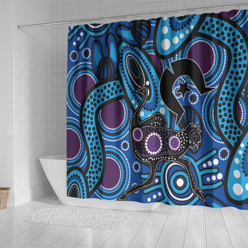 Emu NAIDOC 2024 Shower Curtain Aboriginal Art Style