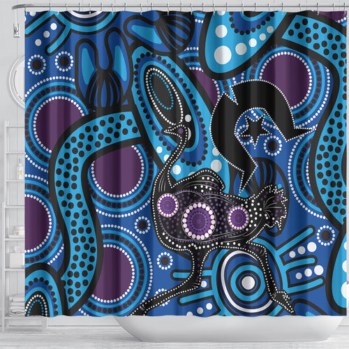 Emu NAIDOC 2024 Shower Curtain Aboriginal Art Style