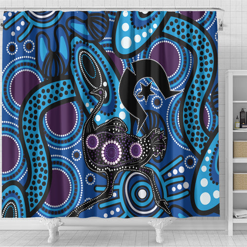 Emu NAIDOC 2024 Shower Curtain Aboriginal Art Style