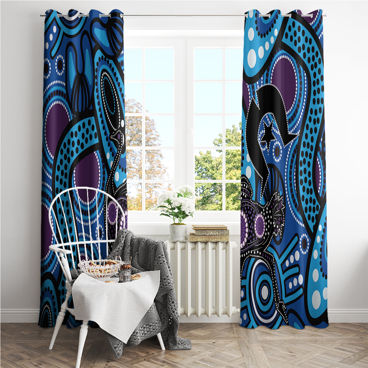 Emu NAIDOC 2024 Window Curtain Aboriginal Art Style