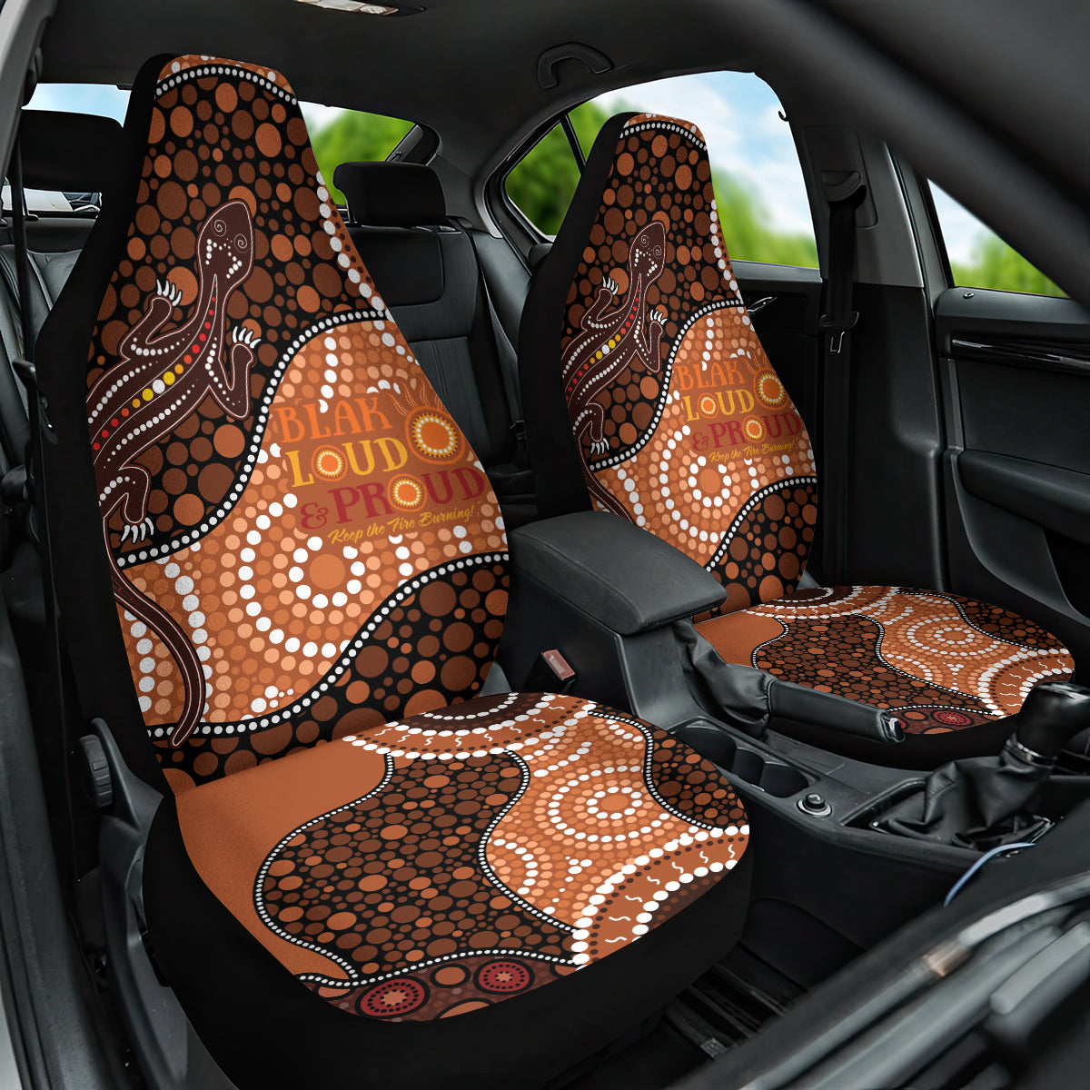 Lizard NAIDOC 2024 Car Seat Cover Aboriginal Art Style