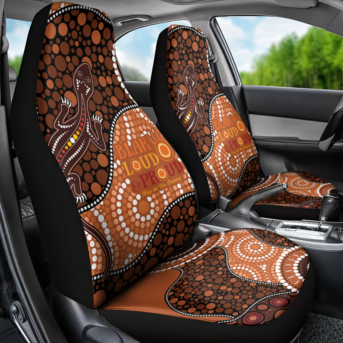 Lizard NAIDOC 2024 Car Seat Cover Aboriginal Art Style