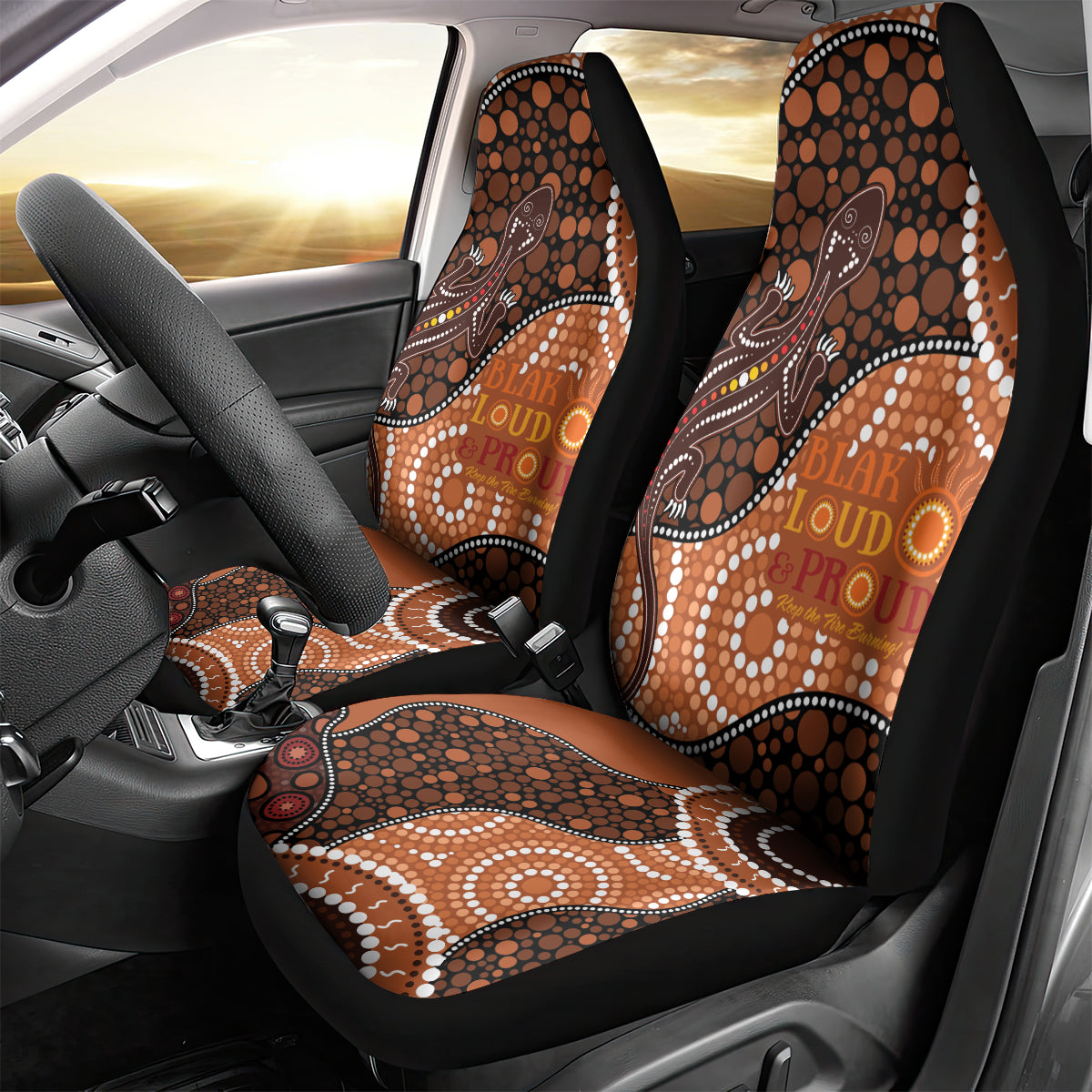 Lizard NAIDOC 2024 Car Seat Cover Aboriginal Art Style