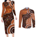 Lizard NAIDOC 2024 Couples Matching Long Sleeve Bodycon Dress and Long Sleeve Button Shirt Aboriginal Art Style