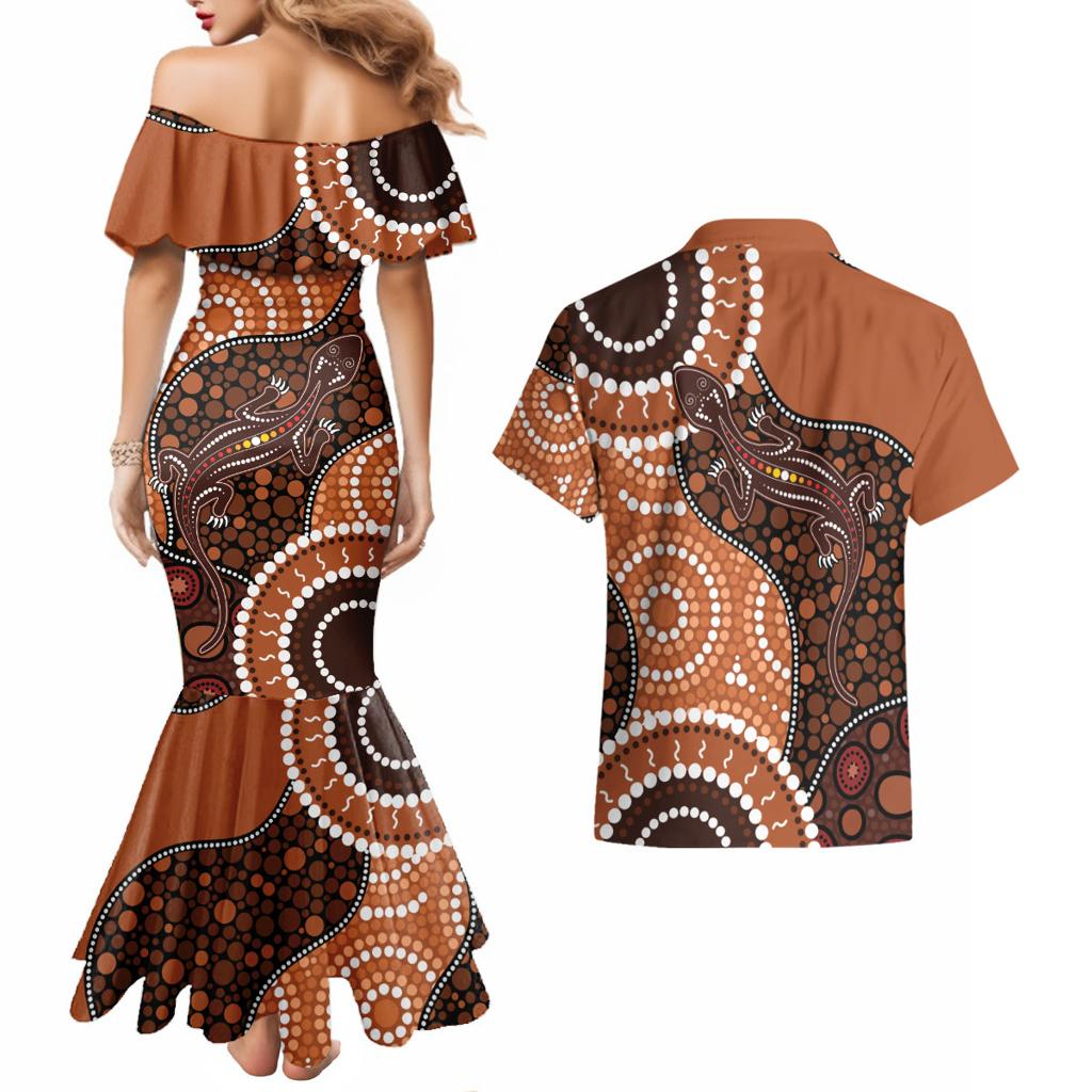 Lizard NAIDOC 2024 Couples Matching Mermaid Dress and Hawaiian Shirt Aboriginal Art Style