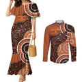 Lizard NAIDOC 2024 Couples Matching Mermaid Dress and Long Sleeve Button Shirt Aboriginal Art Style