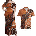 Lizard NAIDOC 2024 Couples Matching Off Shoulder Maxi Dress and Hawaiian Shirt Aboriginal Art Style