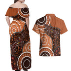 Lizard NAIDOC 2024 Couples Matching Off Shoulder Maxi Dress and Hawaiian Shirt Aboriginal Art Style
