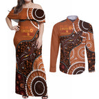 Lizard NAIDOC 2024 Couples Matching Off Shoulder Maxi Dress and Long Sleeve Button Shirt Aboriginal Art Style