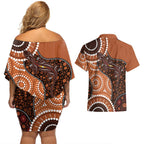Lizard NAIDOC 2024 Couples Matching Off Shoulder Short Dress and Hawaiian Shirt Aboriginal Art Style