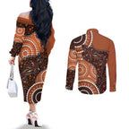 Lizard NAIDOC 2024 Couples Matching Off The Shoulder Long Sleeve Dress and Long Sleeve Button Shirt Aboriginal Art Style