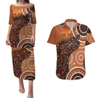 Lizard NAIDOC 2024 Couples Matching Puletasi and Hawaiian Shirt Aboriginal Art Style