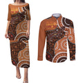 Lizard NAIDOC 2024 Couples Matching Puletasi and Long Sleeve Button Shirt Aboriginal Art Style