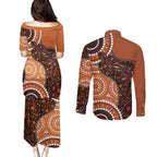 Lizard NAIDOC 2024 Couples Matching Puletasi and Long Sleeve Button Shirt Aboriginal Art Style