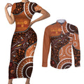 Lizard NAIDOC 2024 Couples Matching Short Sleeve Bodycon Dress and Long Sleeve Button Shirt Aboriginal Art Style