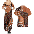 Lizard NAIDOC 2024 Couples Matching Summer Maxi Dress and Hawaiian Shirt Aboriginal Art Style