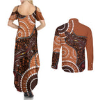 Lizard NAIDOC 2024 Couples Matching Summer Maxi Dress and Long Sleeve Button Shirt Aboriginal Art Style