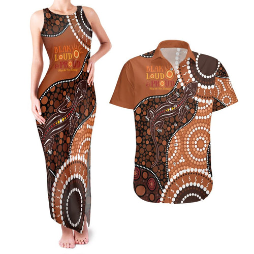 Lizard NAIDOC 2024 Couples Matching Tank Maxi Dress and Hawaiian Shirt Aboriginal Art Style