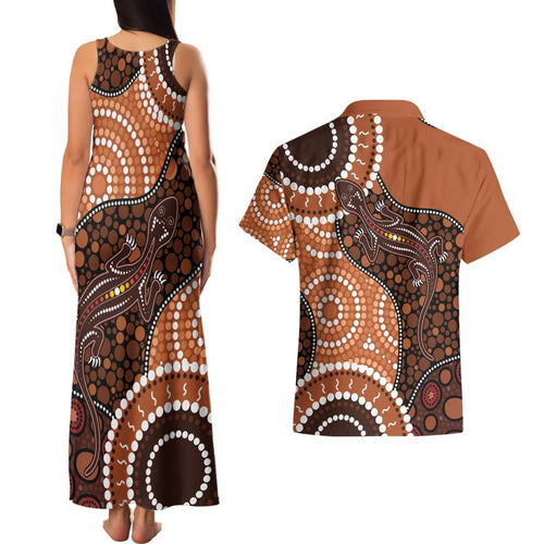 Lizard NAIDOC 2024 Couples Matching Tank Maxi Dress and Hawaiian Shirt Aboriginal Art Style