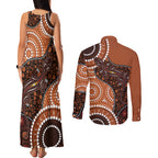 Lizard NAIDOC 2024 Couples Matching Tank Maxi Dress and Long Sleeve Button Shirt Aboriginal Art Style
