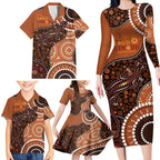 Lizard NAIDOC 2024 Family Matching Long Sleeve Bodycon Dress and Hawaiian Shirt Aboriginal Art Style