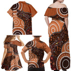 Lizard NAIDOC 2024 Family Matching Off Shoulder Maxi Dress and Hawaiian Shirt Aboriginal Art Style
