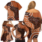 Lizard NAIDOC 2024 Family Matching Off Shoulder Short Dress and Hawaiian Shirt Aboriginal Art Style