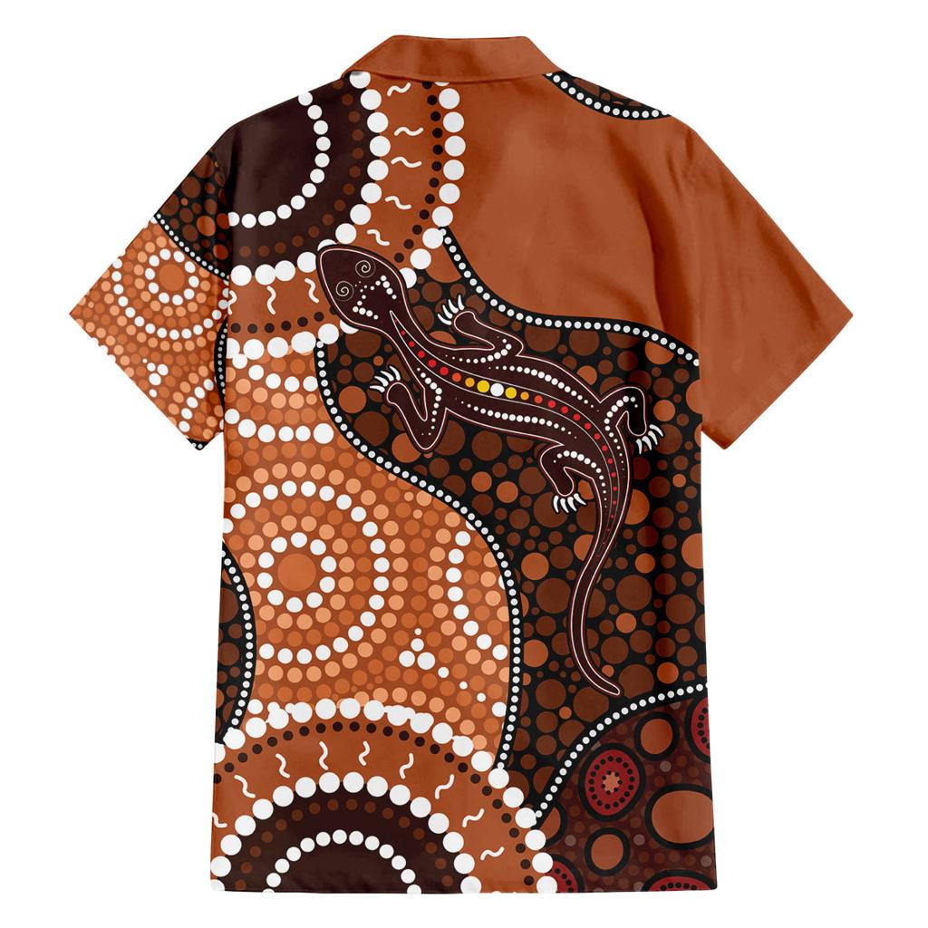 Lizard NAIDOC 2024 Family Matching Off Shoulder Short Dress and Hawaiian Shirt Aboriginal Art Style