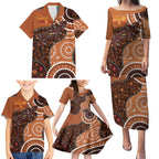 Lizard NAIDOC 2024 Family Matching Puletasi and Hawaiian Shirt Aboriginal Art Style