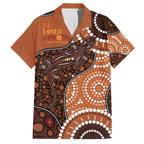 Lizard NAIDOC 2024 Family Matching Puletasi and Hawaiian Shirt Aboriginal Art Style