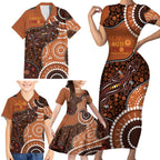Lizard NAIDOC 2024 Family Matching Short Sleeve Bodycon Dress and Hawaiian Shirt Aboriginal Art Style