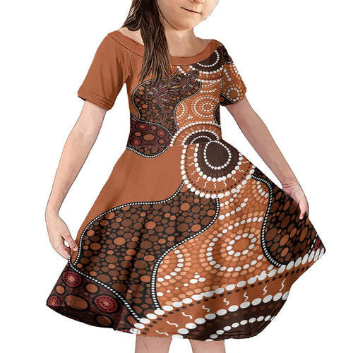 Lizard NAIDOC 2024 Family Matching Short Sleeve Bodycon Dress and Hawaiian Shirt Aboriginal Art Style