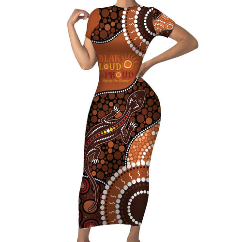 Lizard NAIDOC 2024 Family Matching Short Sleeve Bodycon Dress and Hawaiian Shirt Aboriginal Art Style