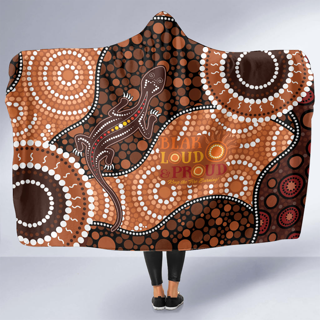 Lizard NAIDOC 2024 Hooded Blanket Aboriginal Art Style