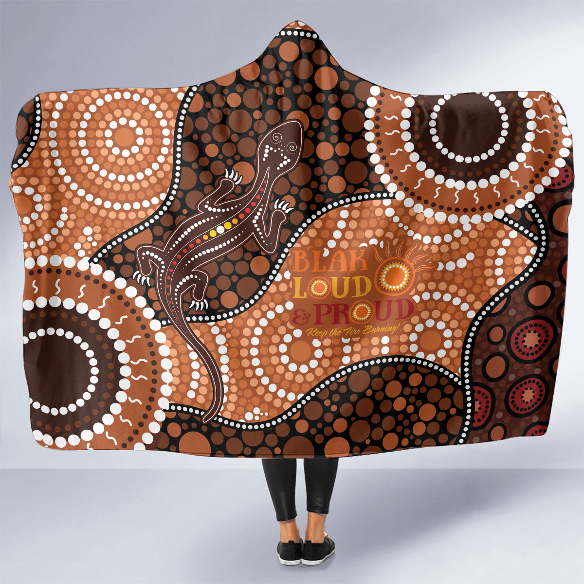 Lizard NAIDOC 2024 Hooded Blanket Aboriginal Art Style