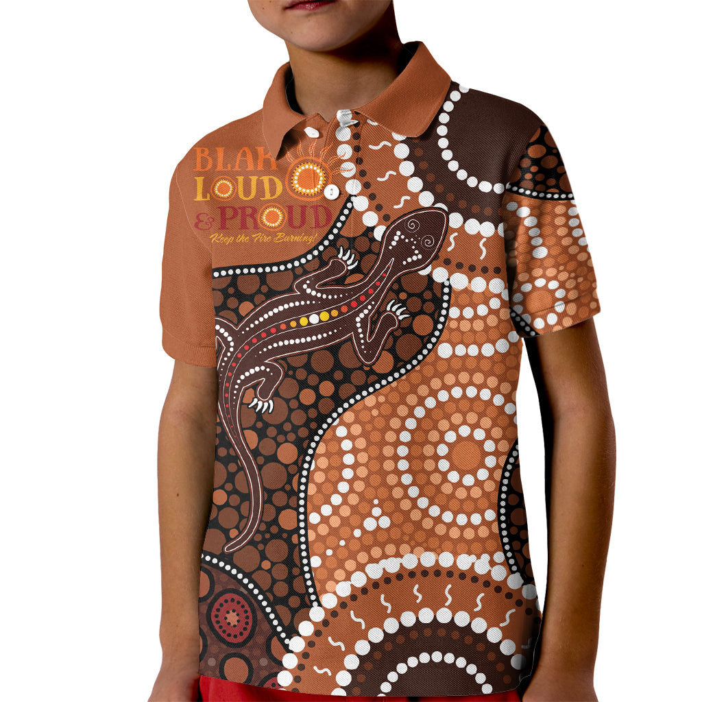 Lizard NAIDOC 2024 Kid Polo Shirt Aboriginal Art Style
