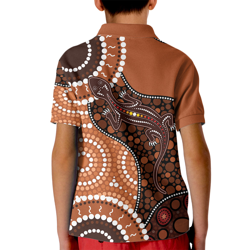 Lizard NAIDOC 2024 Kid Polo Shirt Aboriginal Art Style