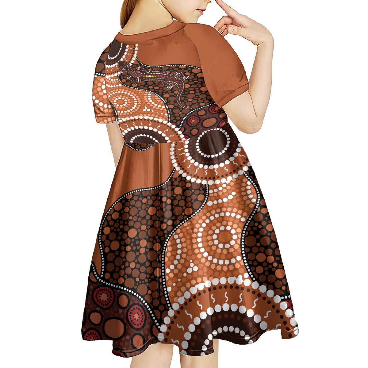 Lizard NAIDOC 2024 Kid Short Sleeve Dress Aboriginal Art Style