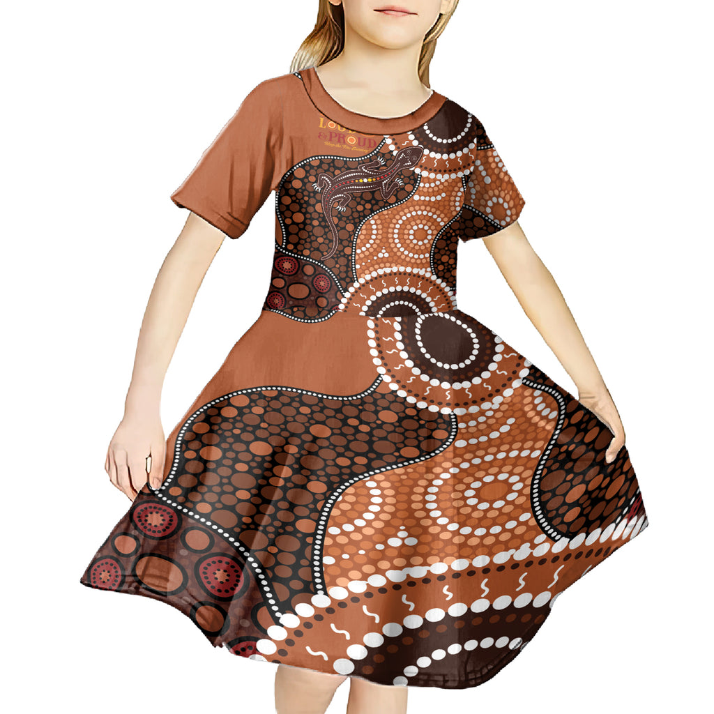 Lizard NAIDOC 2024 Kid Short Sleeve Dress Aboriginal Art Style