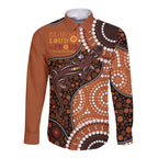 Lizard NAIDOC 2024 Long Sleeve Button Shirt Aboriginal Art Style