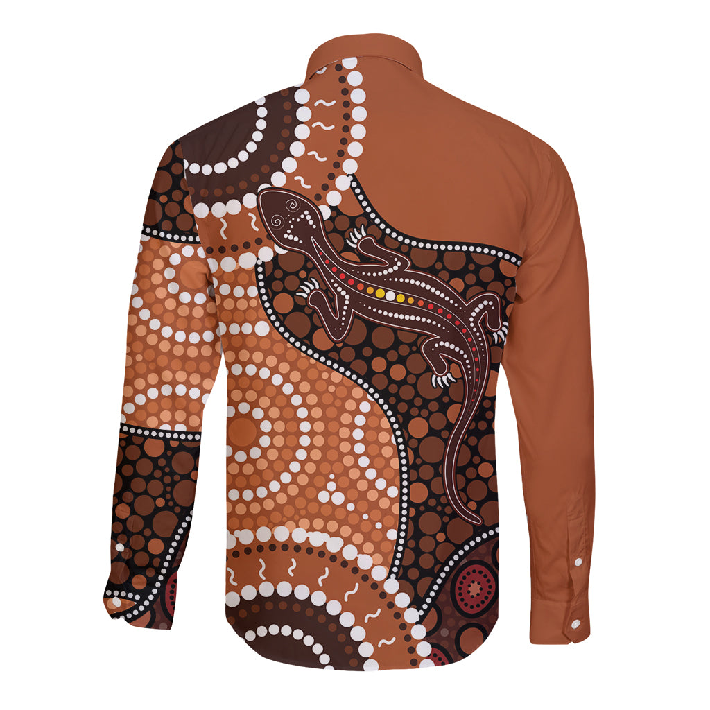 Lizard NAIDOC 2024 Long Sleeve Button Shirt Aboriginal Art Style