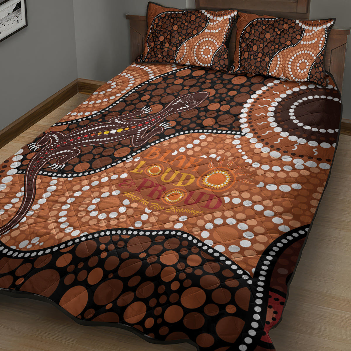 Lizard NAIDOC 2024 Quilt Bed Set Aboriginal Art Style