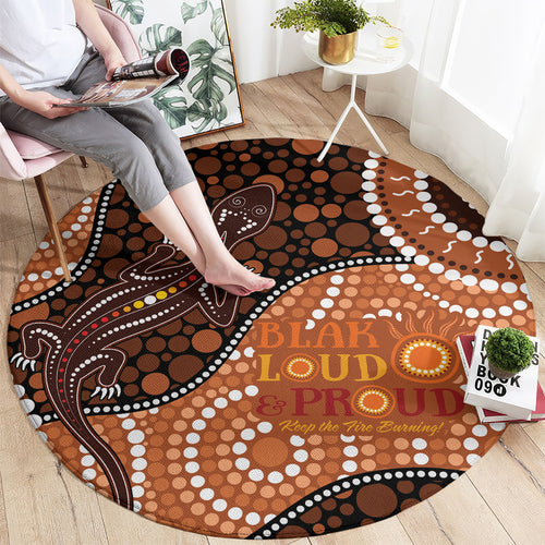 Lizard NAIDOC 2024 Round Carpet Aboriginal Art Style