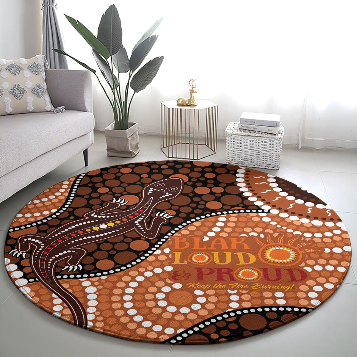 Lizard NAIDOC 2024 Round Carpet Aboriginal Art Style