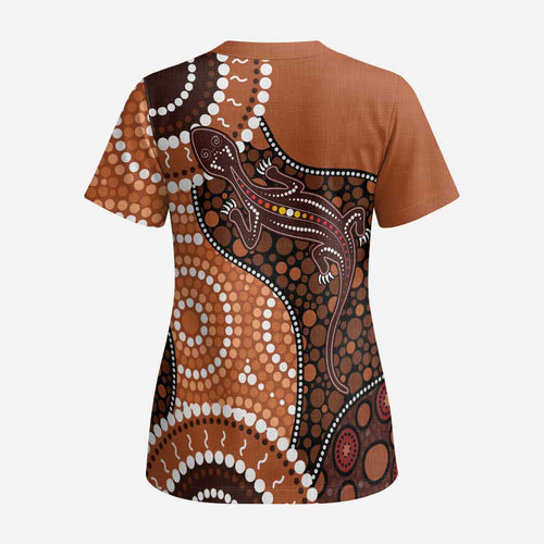 Lizard NAIDOC 2024 Scrub Top Aboriginal Art Style - Aussie Hoodie