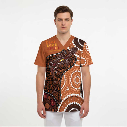 Lizard NAIDOC 2024 Scrub Top Aboriginal Art Style - Aussie Hoodie