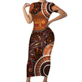 Lizard NAIDOC 2024 Short Sleeve Bodycon Dress Aboriginal Art Style