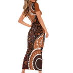 Lizard NAIDOC 2024 Short Sleeve Bodycon Dress Aboriginal Art Style