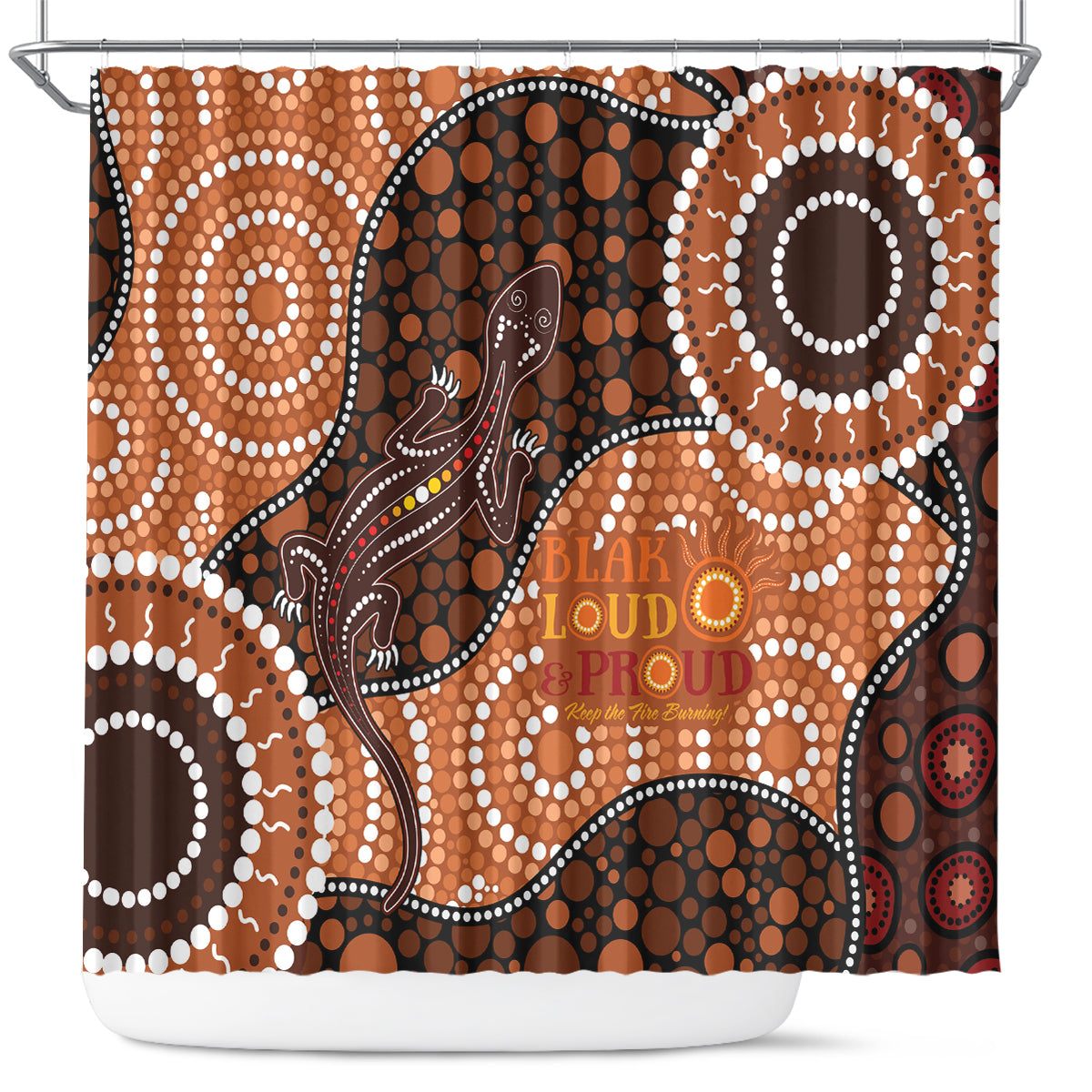 Lizard NAIDOC 2024 Shower Curtain Aboriginal Art Style